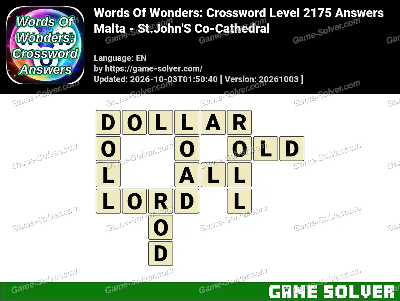 Words Of Wonders: Crossword Level 2175 Answers – Malta – St.John’S Co-Cathedral